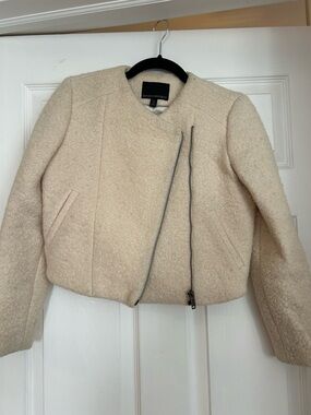 Banana Republic Cream Asymmetrical Zip Jacket